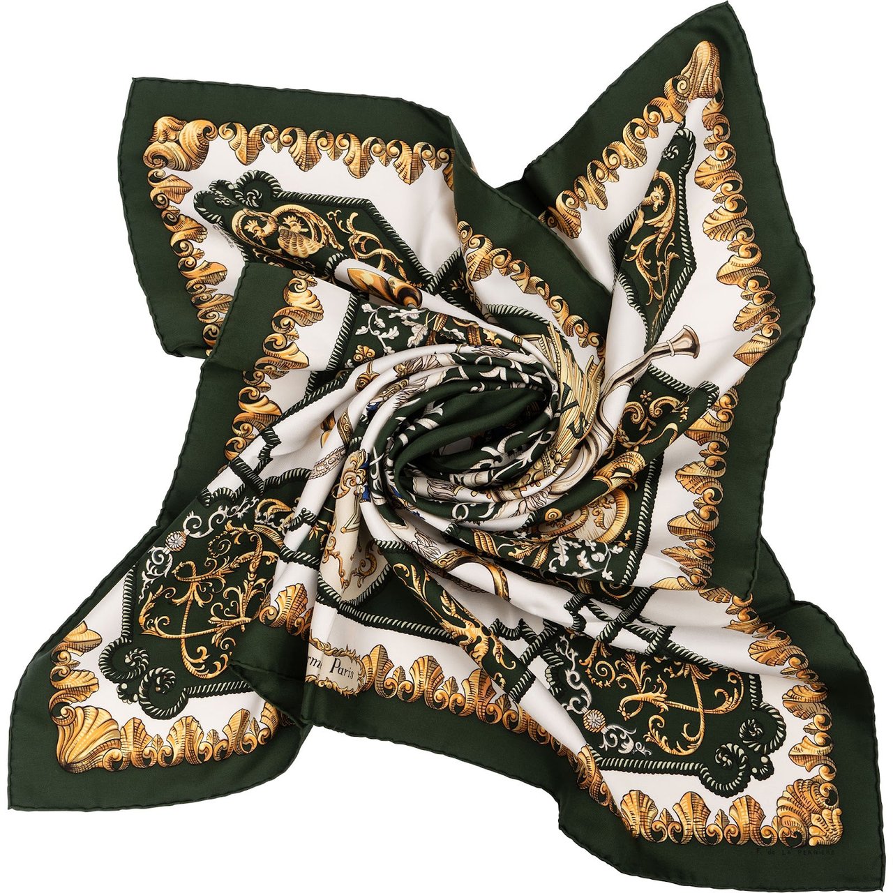 Hermès Ludovicus Magnus Silk Carre 90 Scarf Tuch Groen
