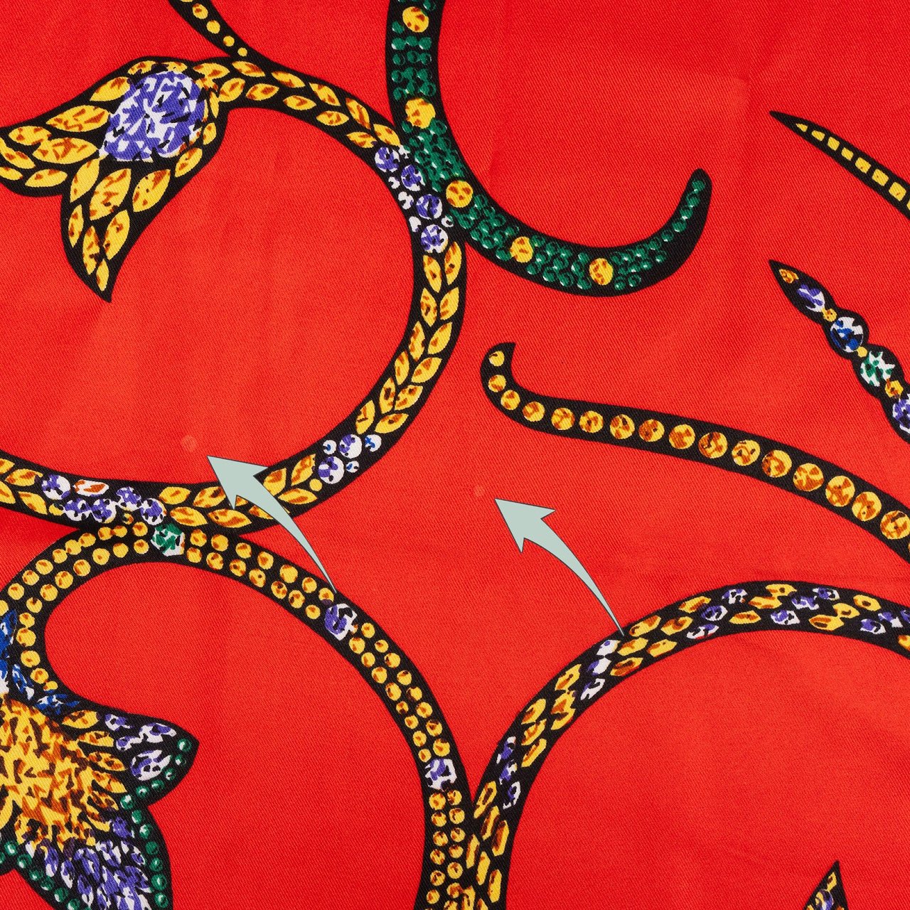 Hermès Pierres d'Orient et d'Occident Silk 90 Scarf Tuch Rood