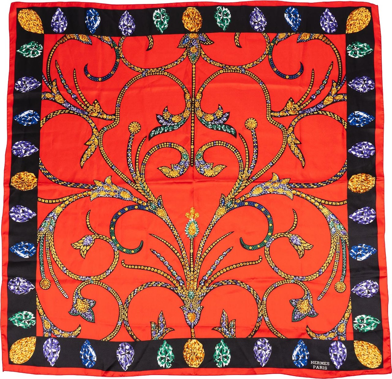 Hermès Pierres d'Orient et d'Occident Silk 90 Scarf Tuch Rood
