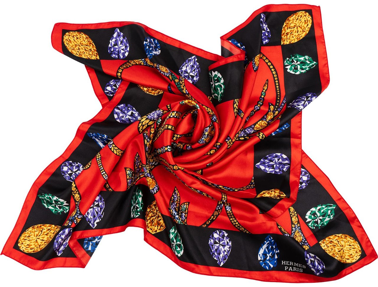 Hermès Pierres d'Orient et d'Occident Silk 90 Scarf Tuch Rood