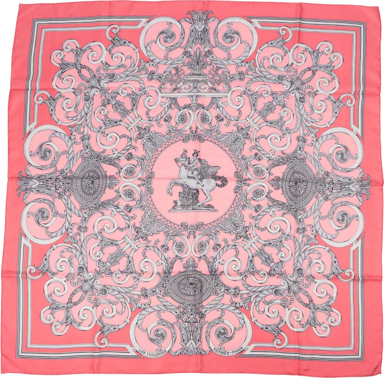 Hermès Les Tuileries Silk Carre 90 Scarf Tuch Rood