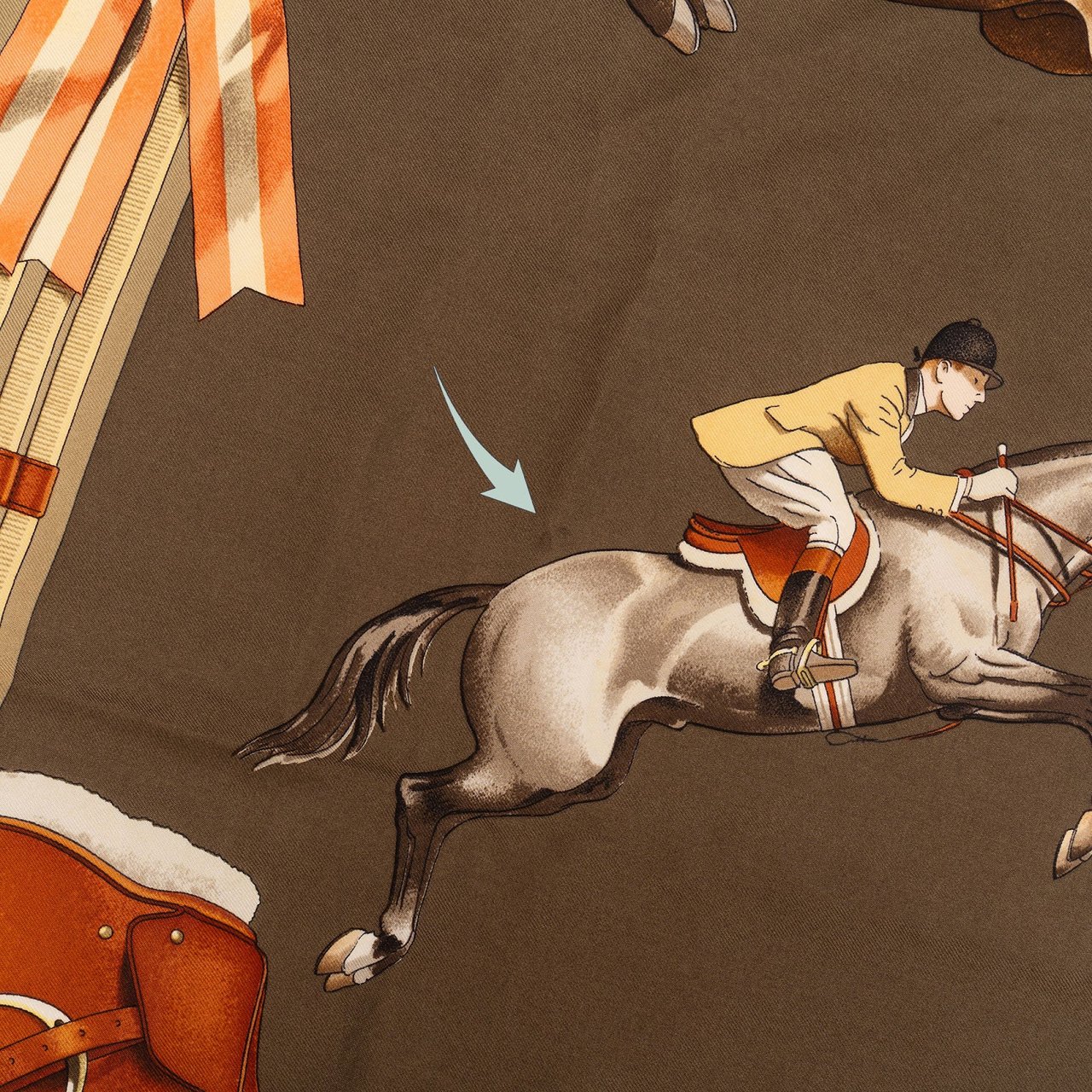 Hermès Jumping Horses Silk Carre 90 Scarf Tuch Bruin