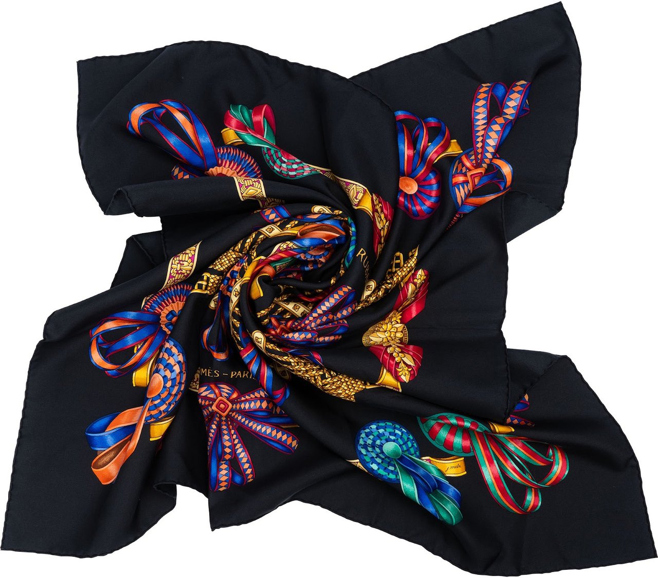 Hermès Les Rubans du Cheval Silk Carre 90 Scarf Tuch Zwart
