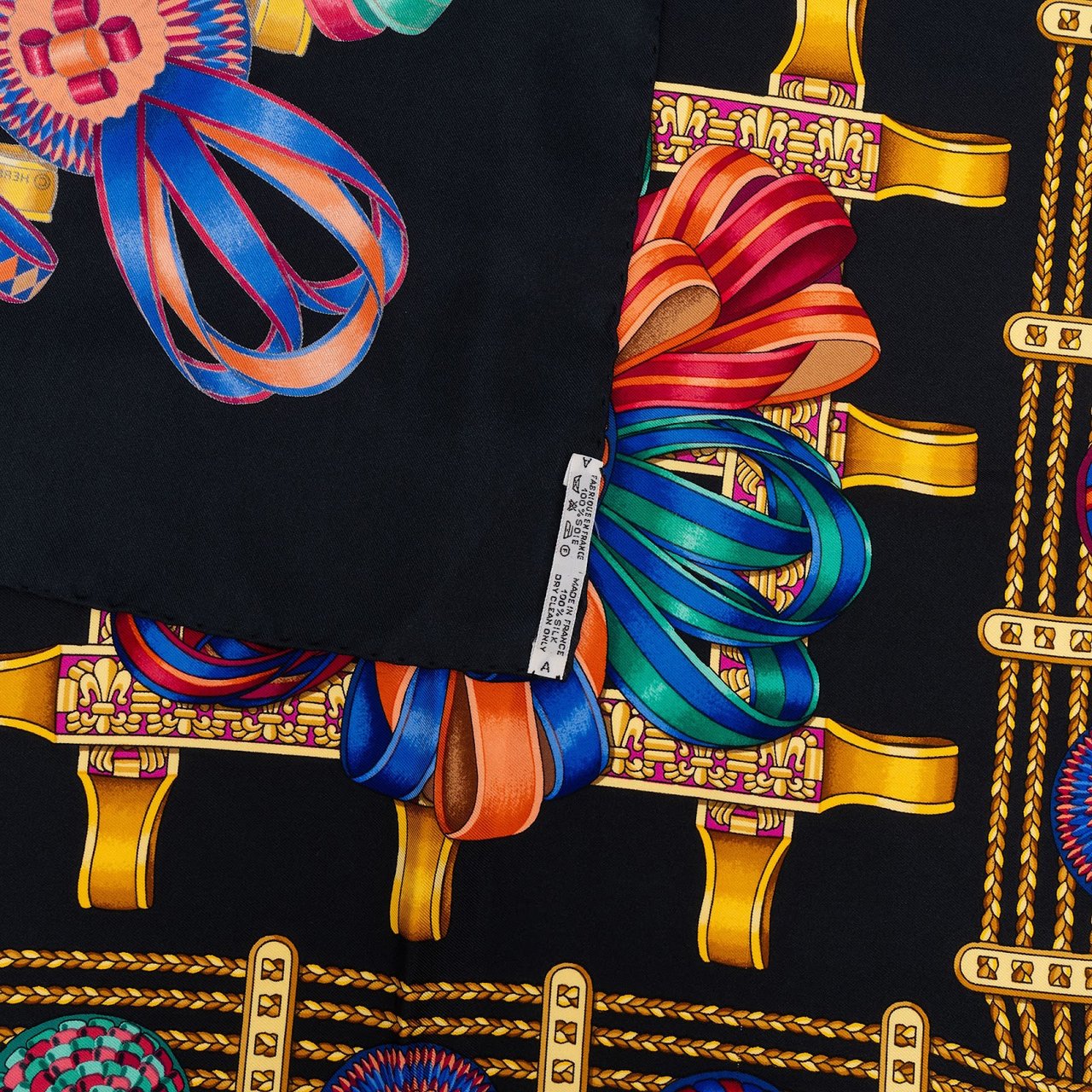 Hermès Les Rubans du Cheval Silk Carre 90 Scarf Tuch Zwart