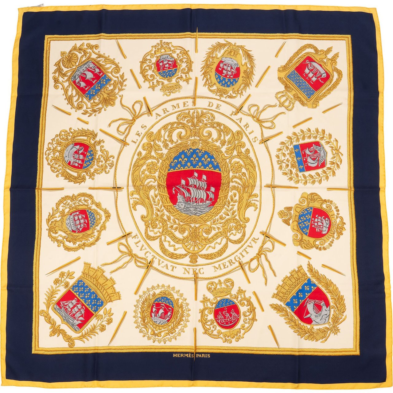 Hermès Les Armes de Paris Silk 90 Scarf Tuch Divers