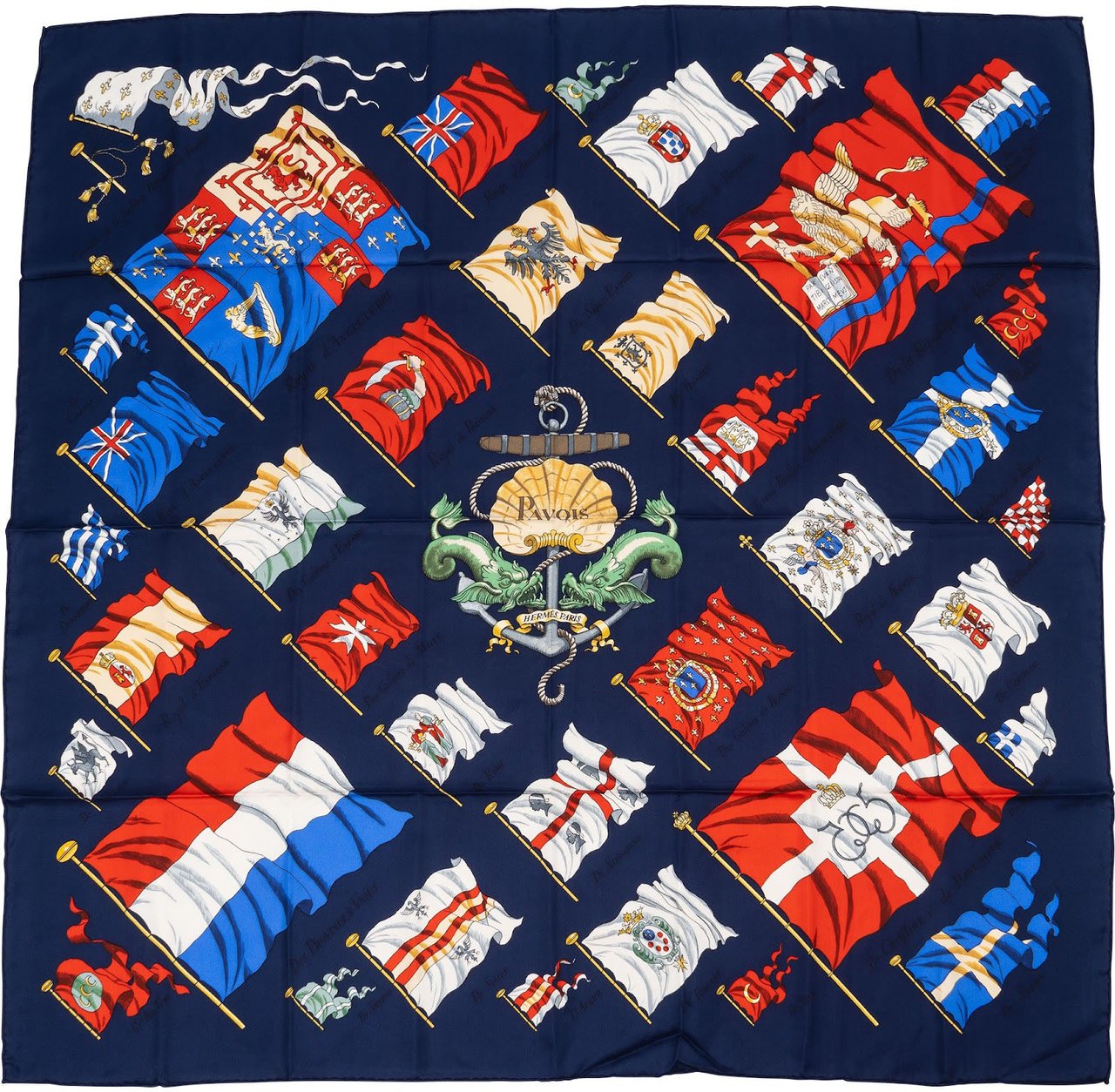 Hermès Pavois Silk 90 Scarf Tuch Divers