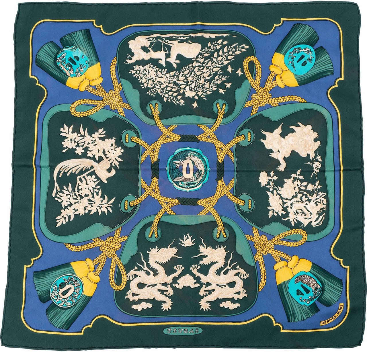 Hermès Tsubas Silk 40 Tuch Scarf Groen