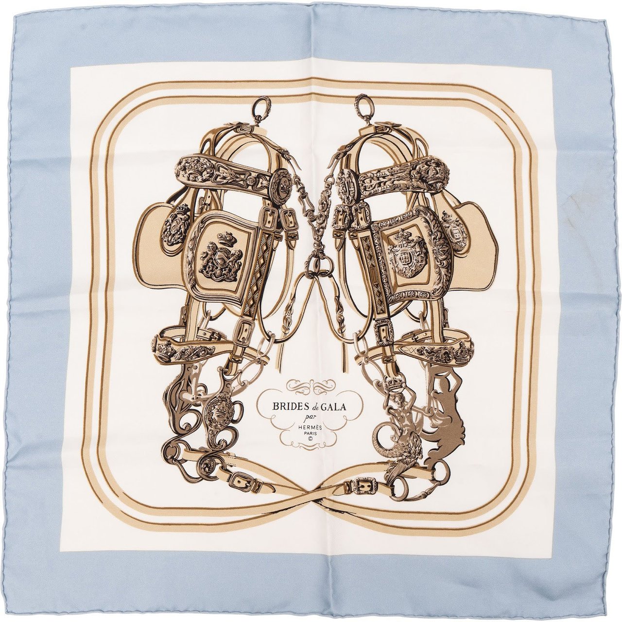 Hermès Brides de Gala Silk 40 Scarf Tuch Lichtblauw