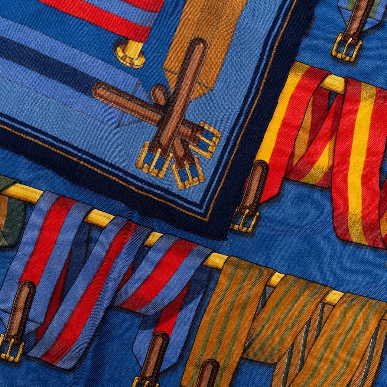 Hermès Etriers Silk 40 Scarf Tuch Blauw