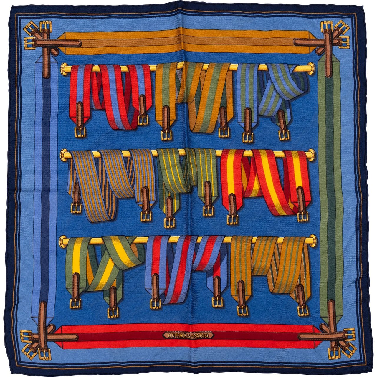 Hermès Etriers Silk 40 Scarf Tuch Blauw