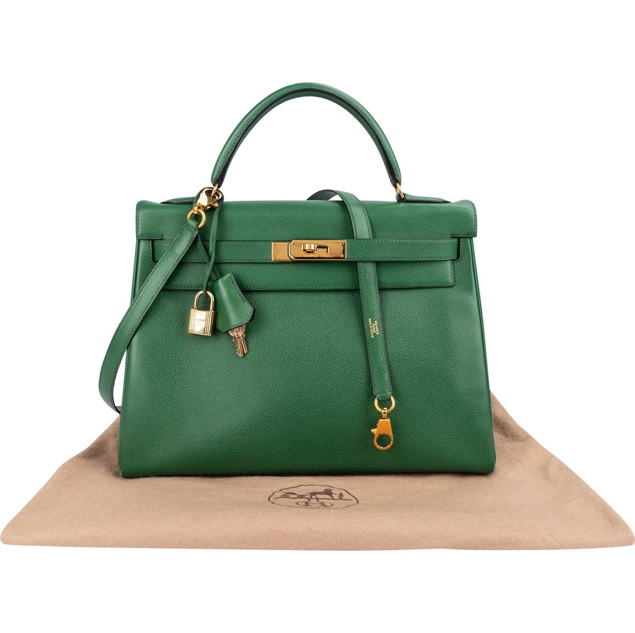 Hermès veau Courchevel Leather Kelly Sellier 32 Handbag Groen