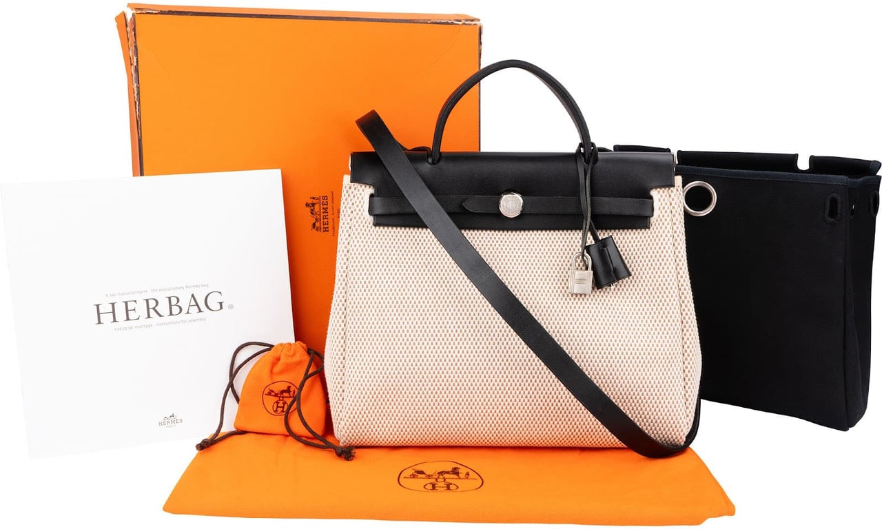 Hermès Classic Cotton Herbag 31 Shoulder Handbag Zwart