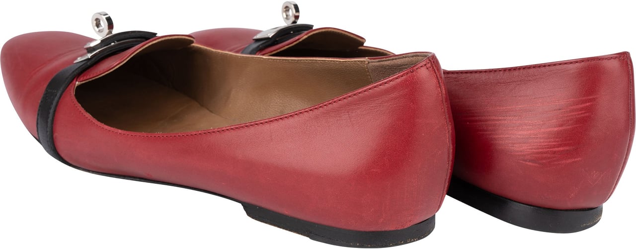 Hermès Bicolor Leather Kelly Ballerinas (37,5) Rood