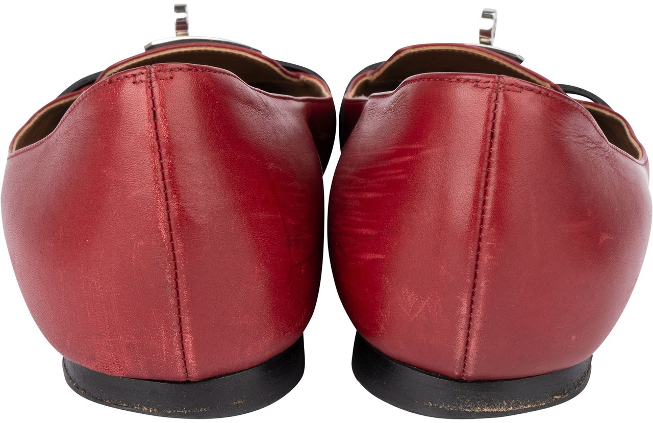 Hermès Bicolor Leather Kelly Ballerinas (37,5) Rood