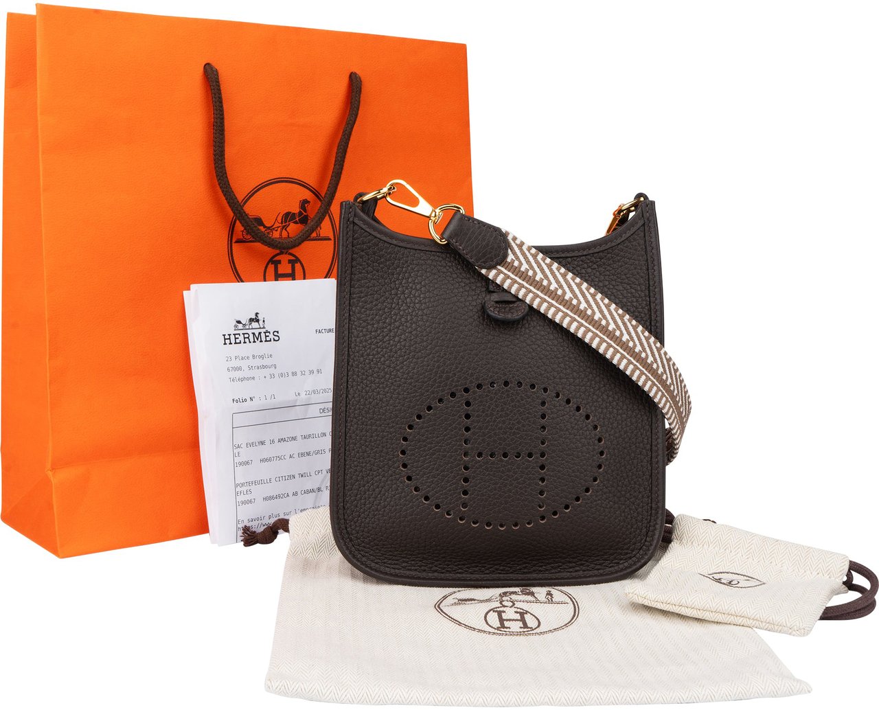 Hermès Hermès Brun Amazone Taurillon Clemence Evelyne 16 Crossbody Bruin