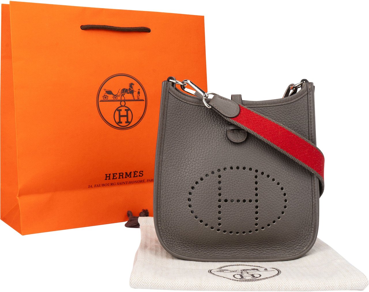 Hermès Hermès Etain Palladium Taurillon Clemence Evelyne 16 Crossbody Bag Divers