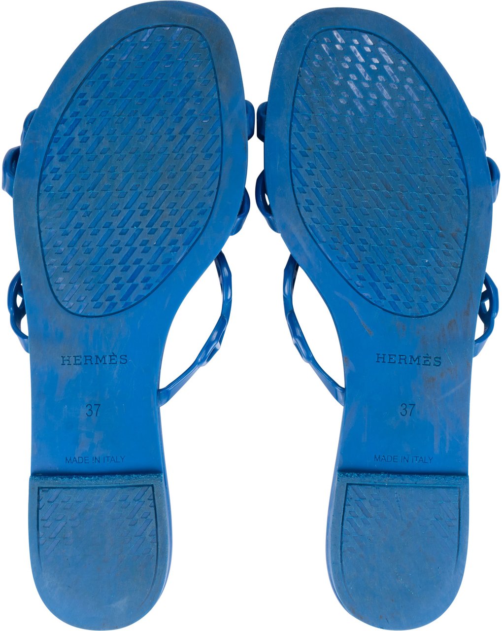 Hermès Hermès Blue Rubber Island Sandals (37) Divers