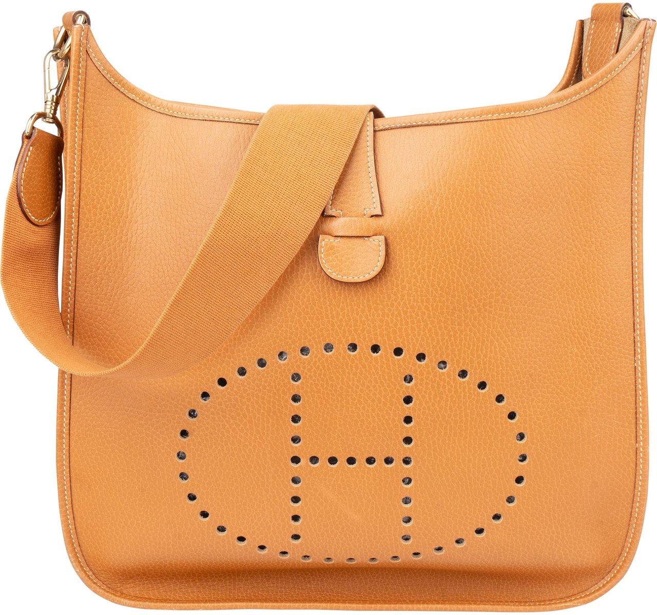 Hermès Hermès Natural Ardennes Leather Evelyne GM Crossbody Bag Bruin