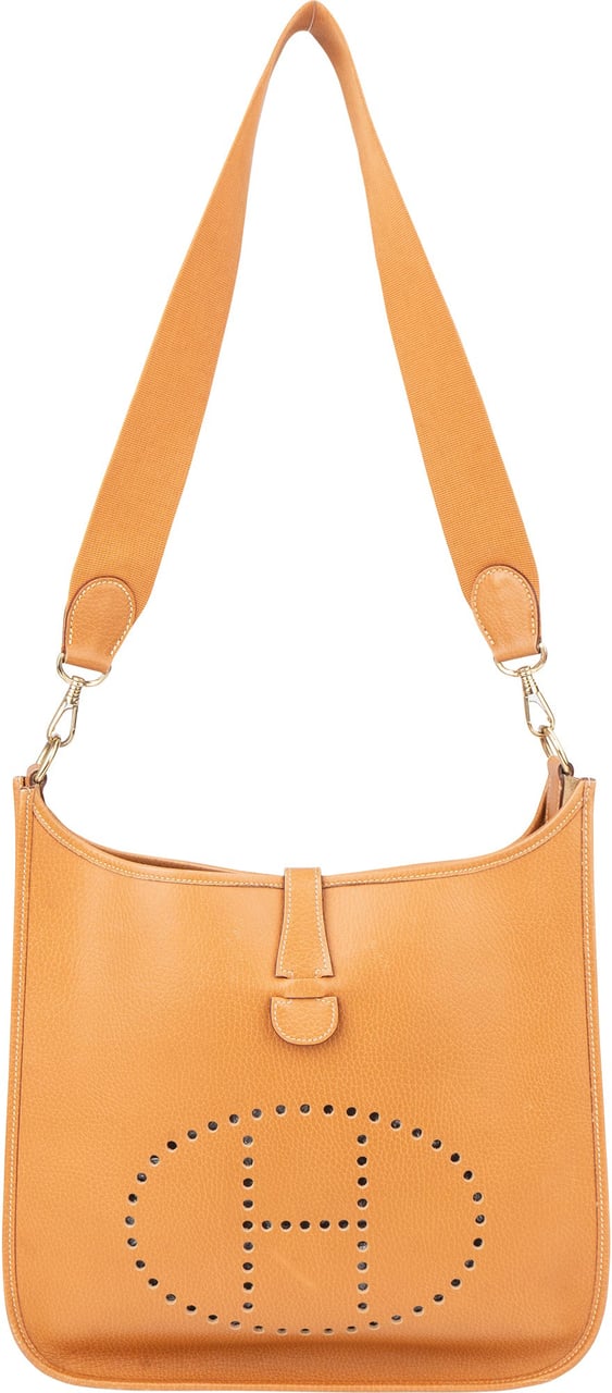 Hermès Hermès Natural Ardennes Leather Evelyne GM Crossbody Bag Bruin