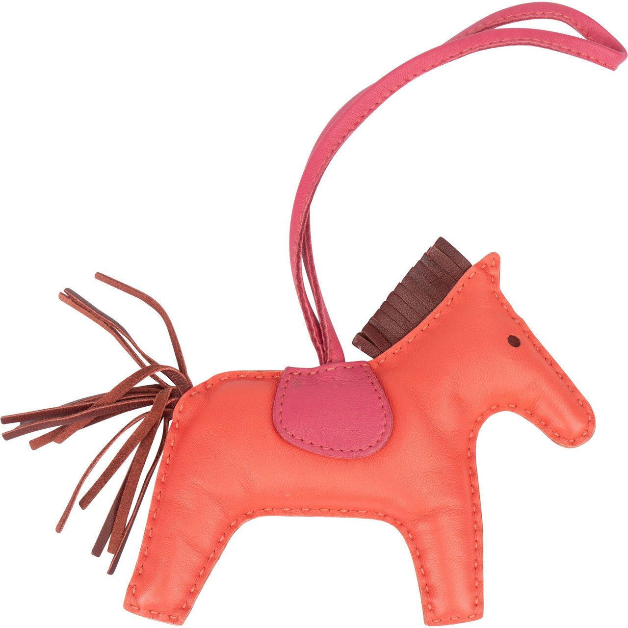 Hermès Hermès Tricolor Leather Rodeo Pendant Rood