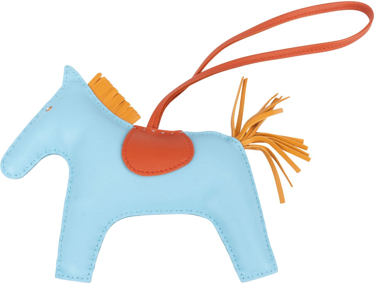 Hermès Hermès Tricolor Leather Big Rodeo Pendant Blauw
