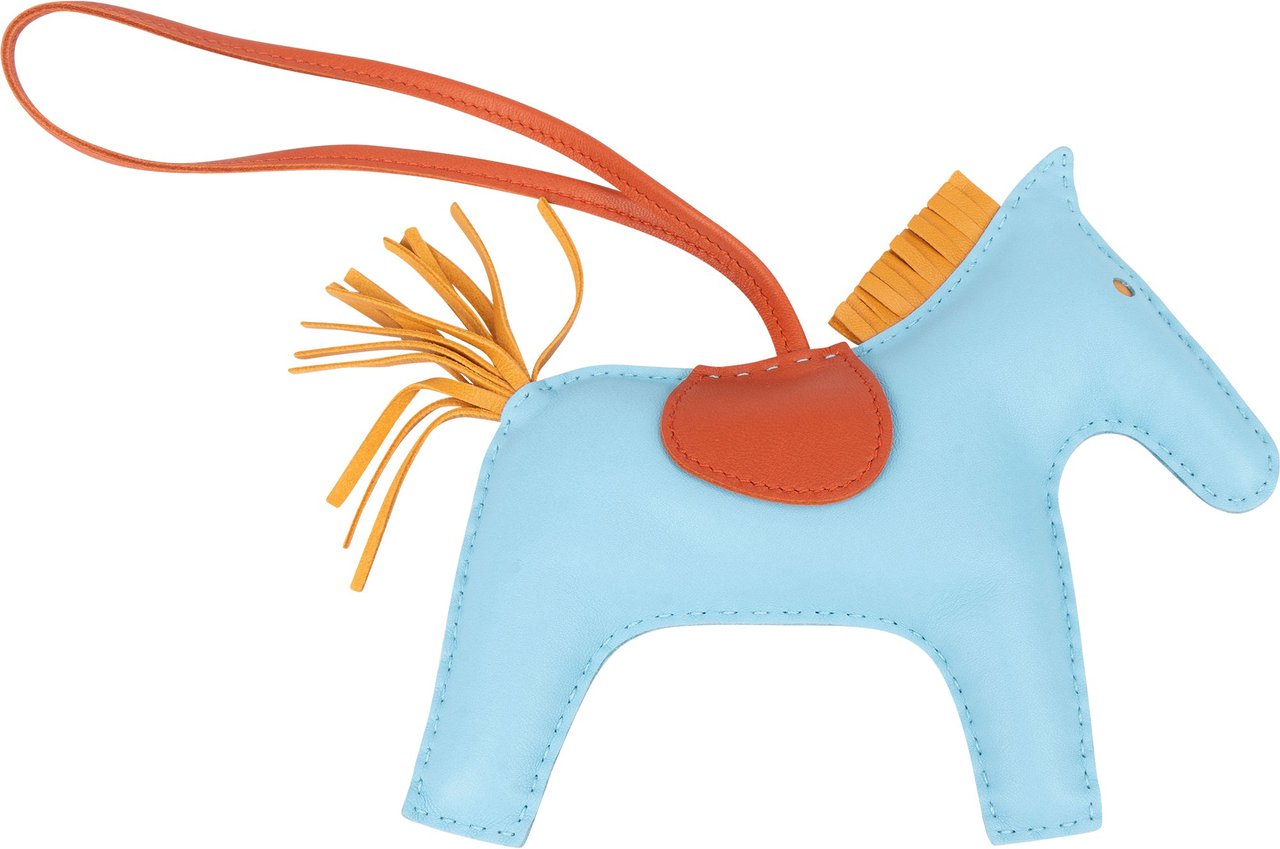 Hermès Hermès Tricolor Leather Big Rodeo Pendant Blauw