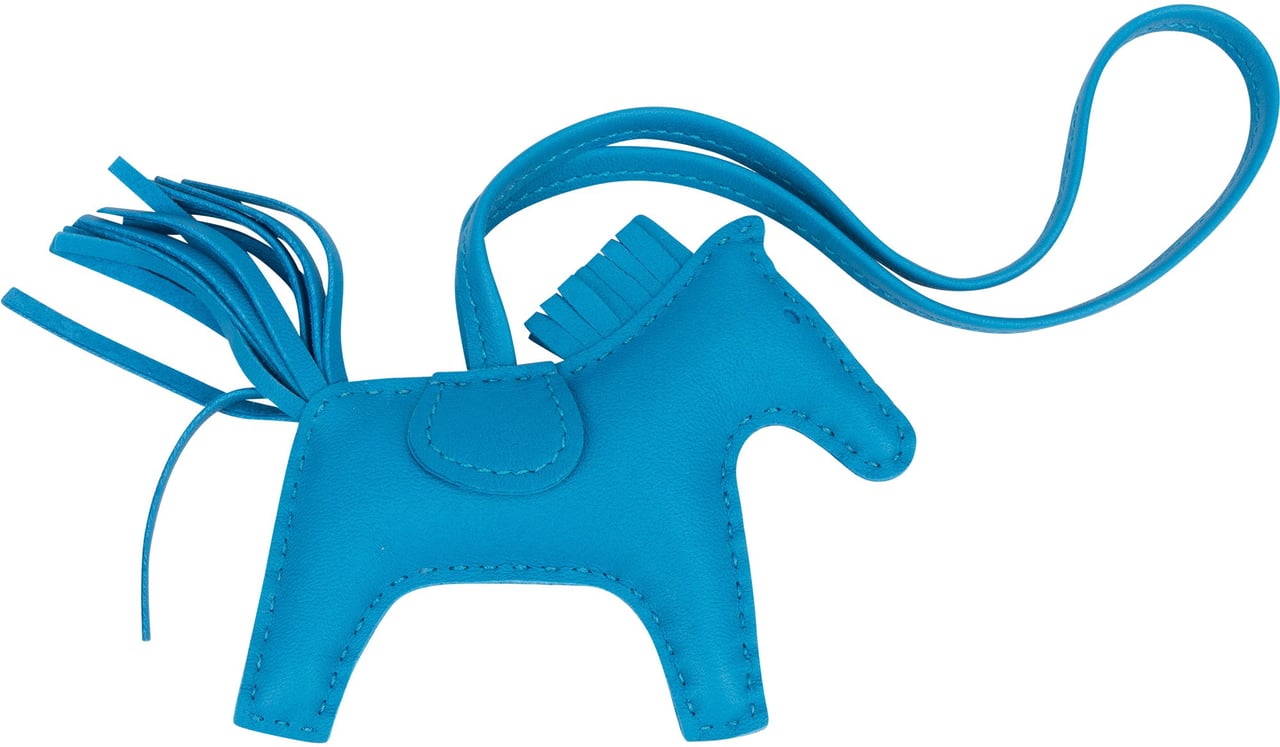 Hermès Hermès Blue Leather Rodeo Pendant Blauw