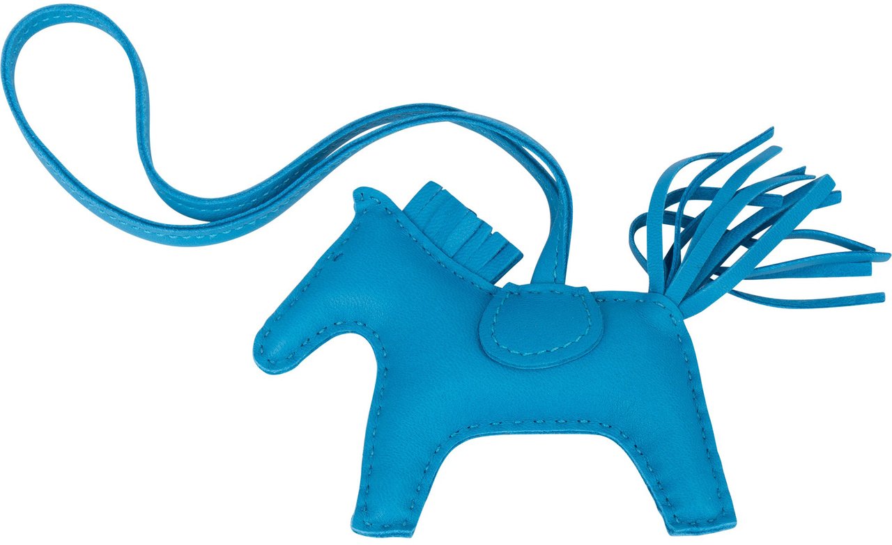 Hermès Hermès Blue Leather Rodeo Pendant Blauw