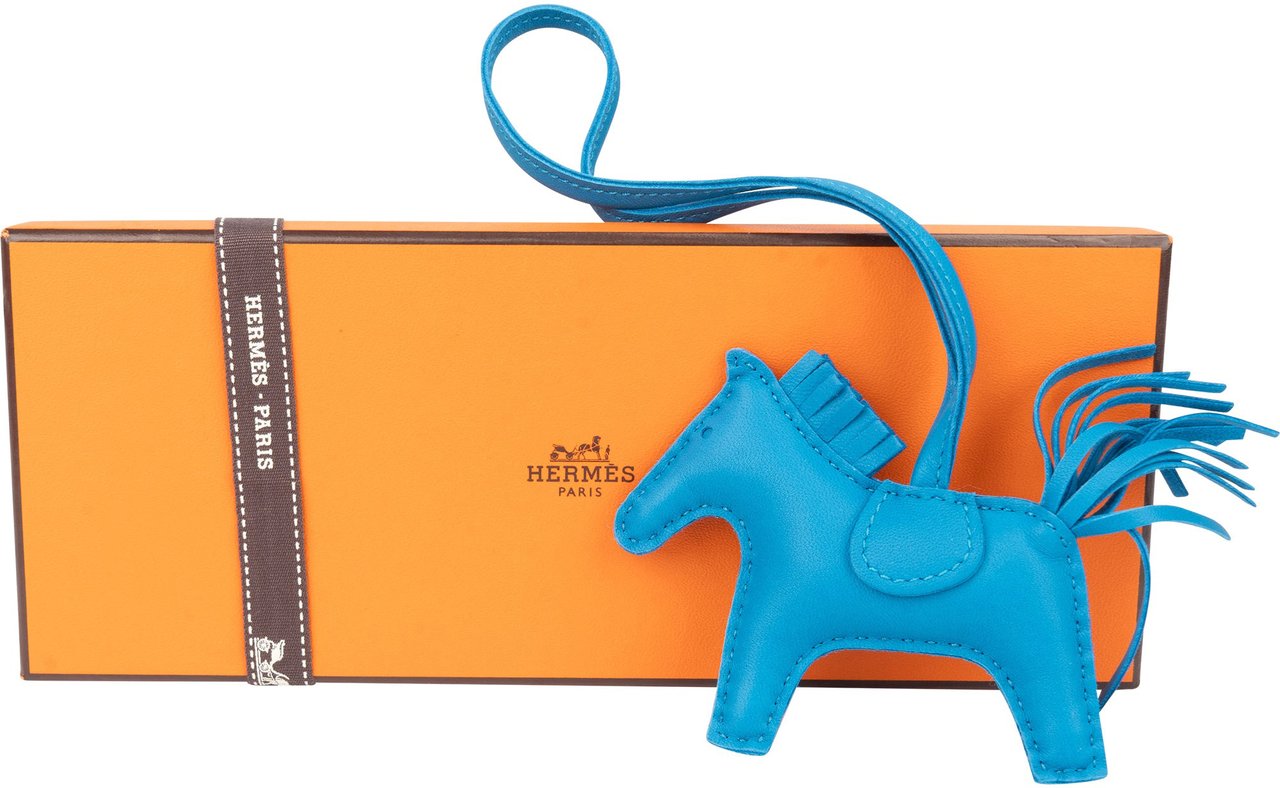 Hermès Hermès Blue Leather Rodeo Pendant Blauw