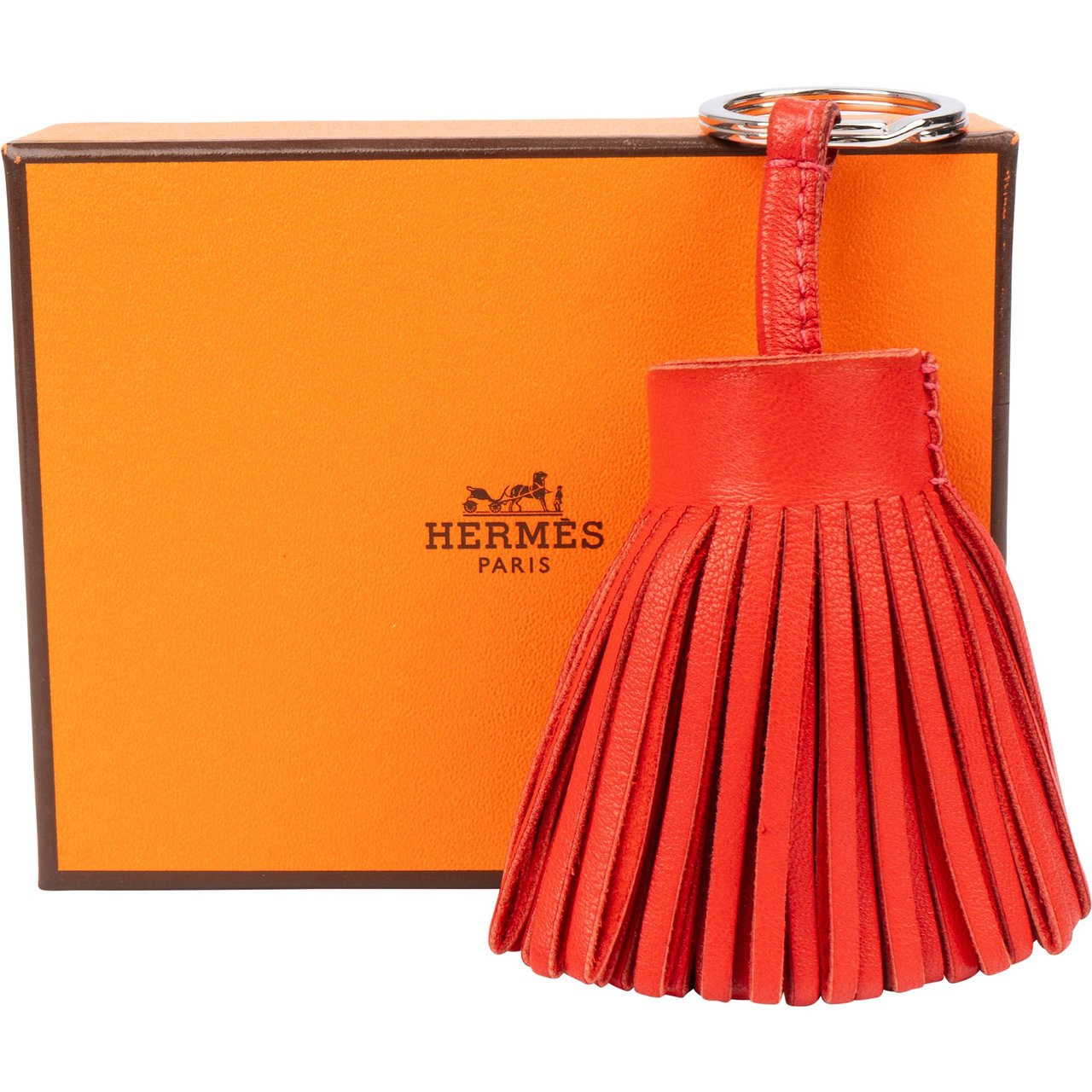 Hermès Hermès Rouge Leather Pendant Rood