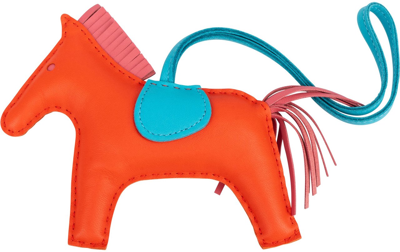 Hermès Hermès Tricolor Leather Rodeo MM Pendant Oranje