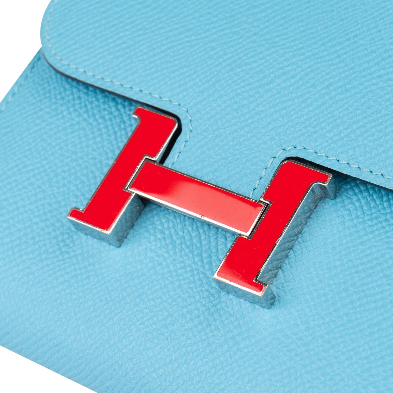 Hermès Hermès Blue Epsom Leather Constance Compact Wallet Divers