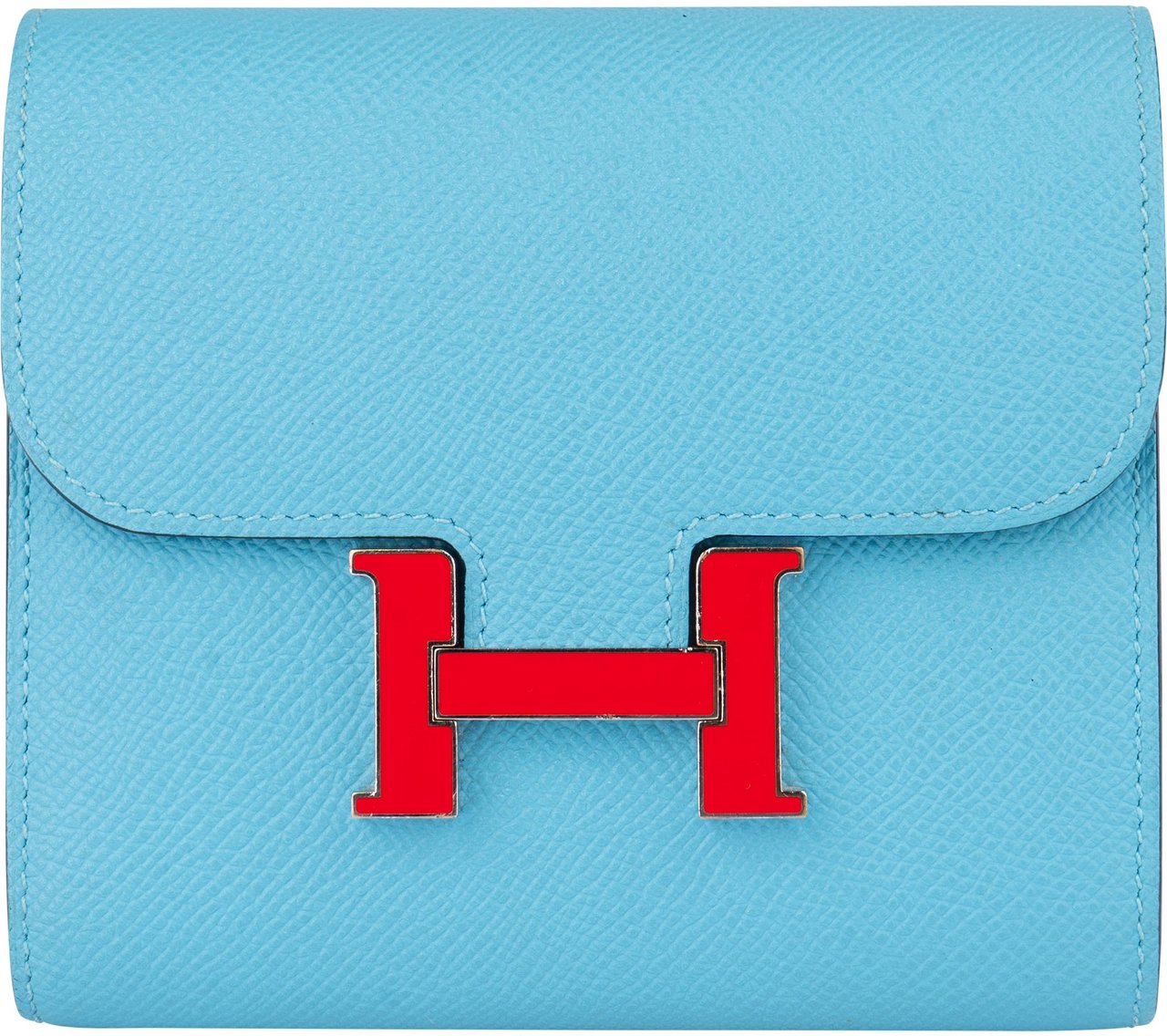Hermès Hermès Blue Epsom Leather Constance Compact Wallet Divers