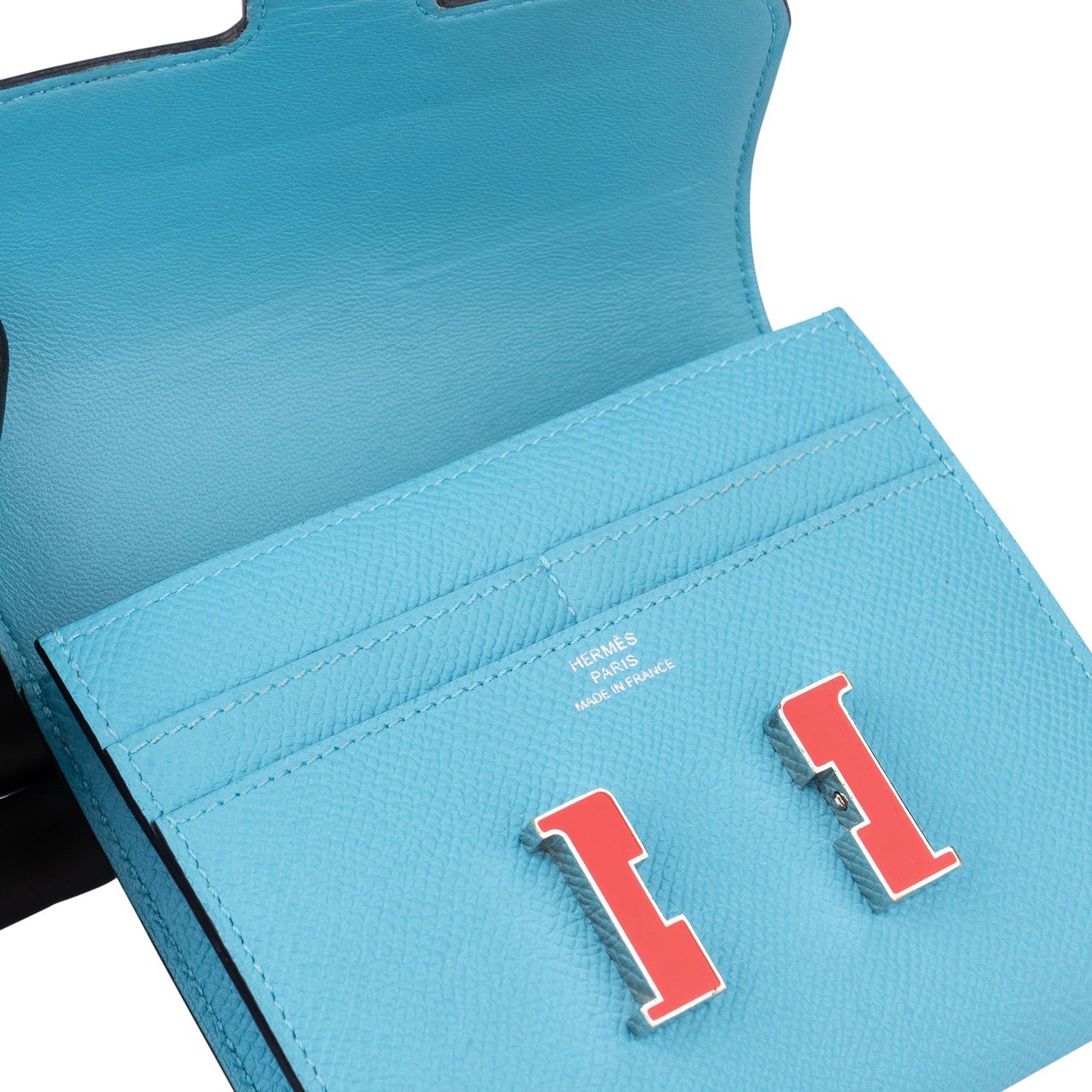 Hermès Hermès Blue Epsom Leather Constance Compact Wallet Divers