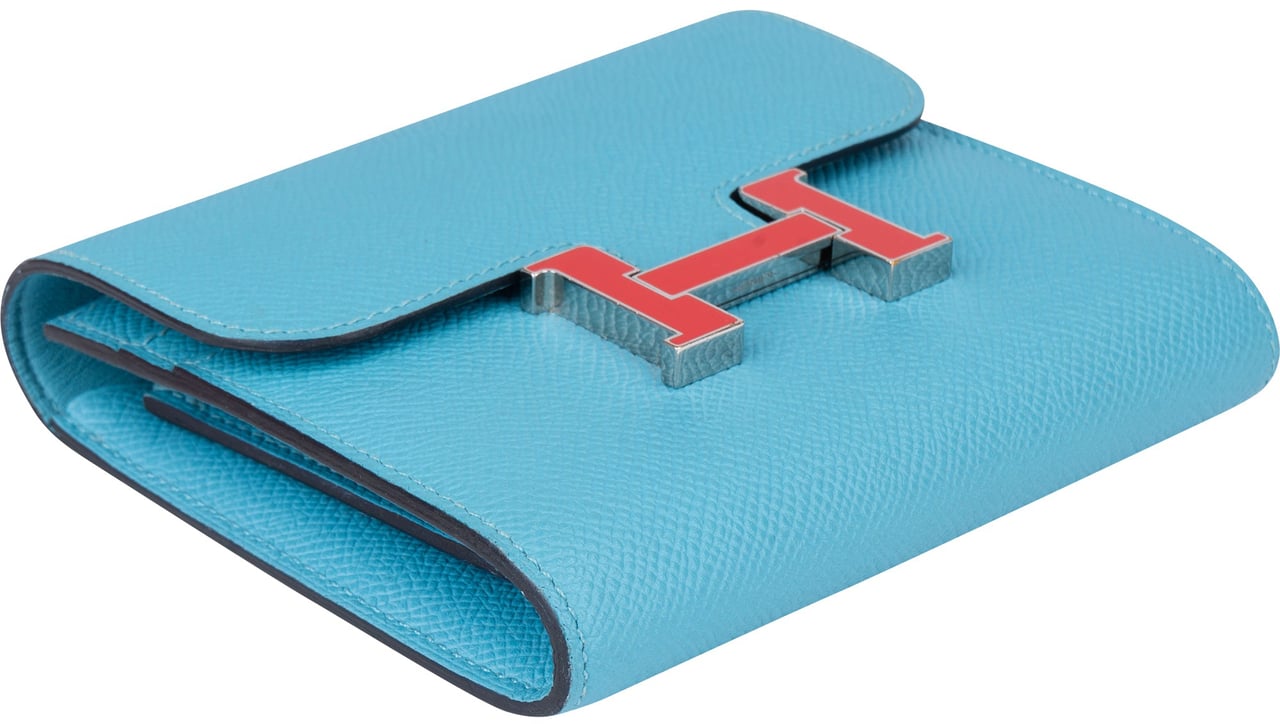 Hermès Hermès Blue Epsom Leather Constance Compact Wallet Divers