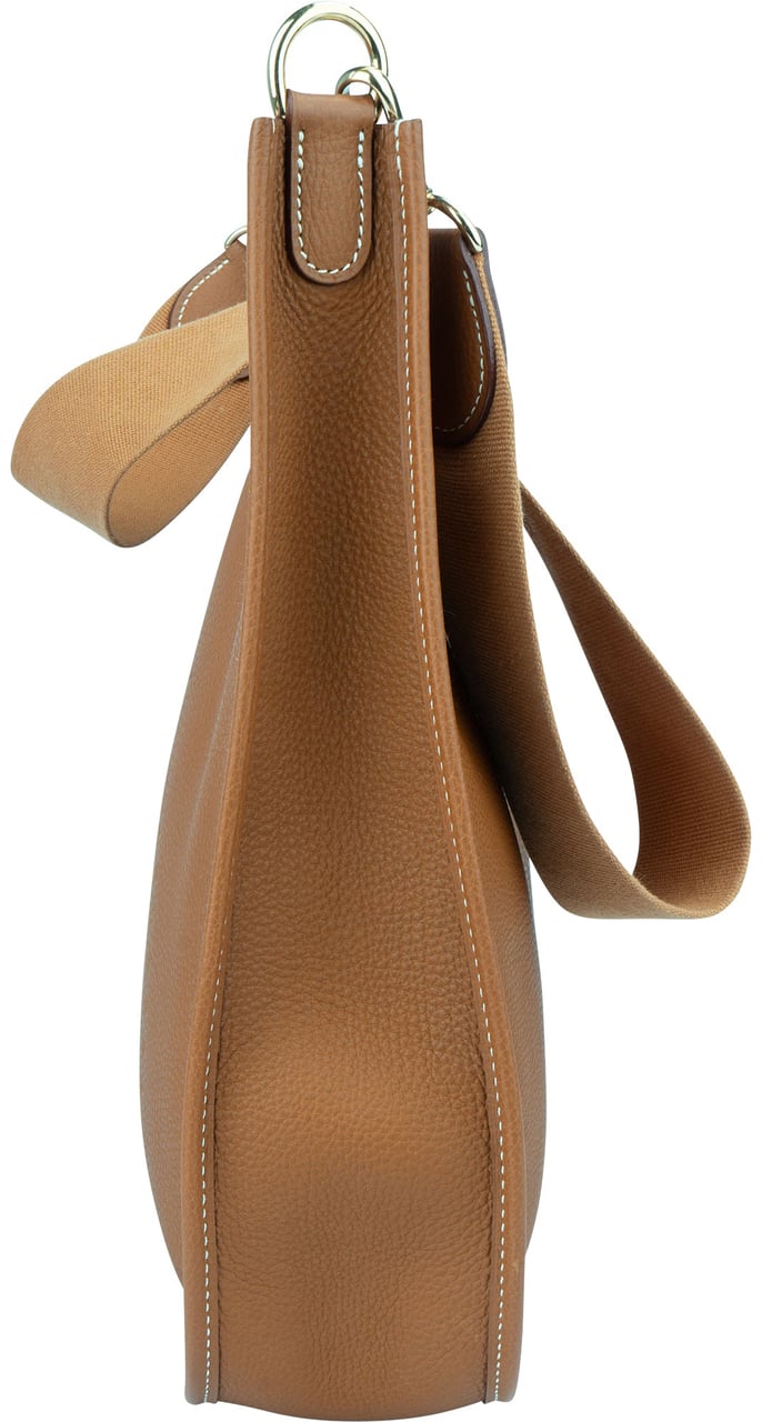 Hermès Hermès Brun Togo Leather Evelyne GM Crossbody Bag Bruin