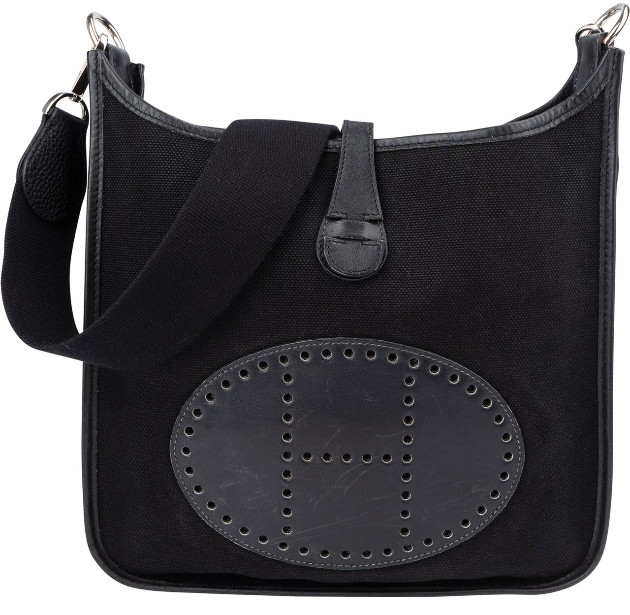 Hermès Hermès Classic Black Cotton Evelyne PM Crossbody Bag Zwart