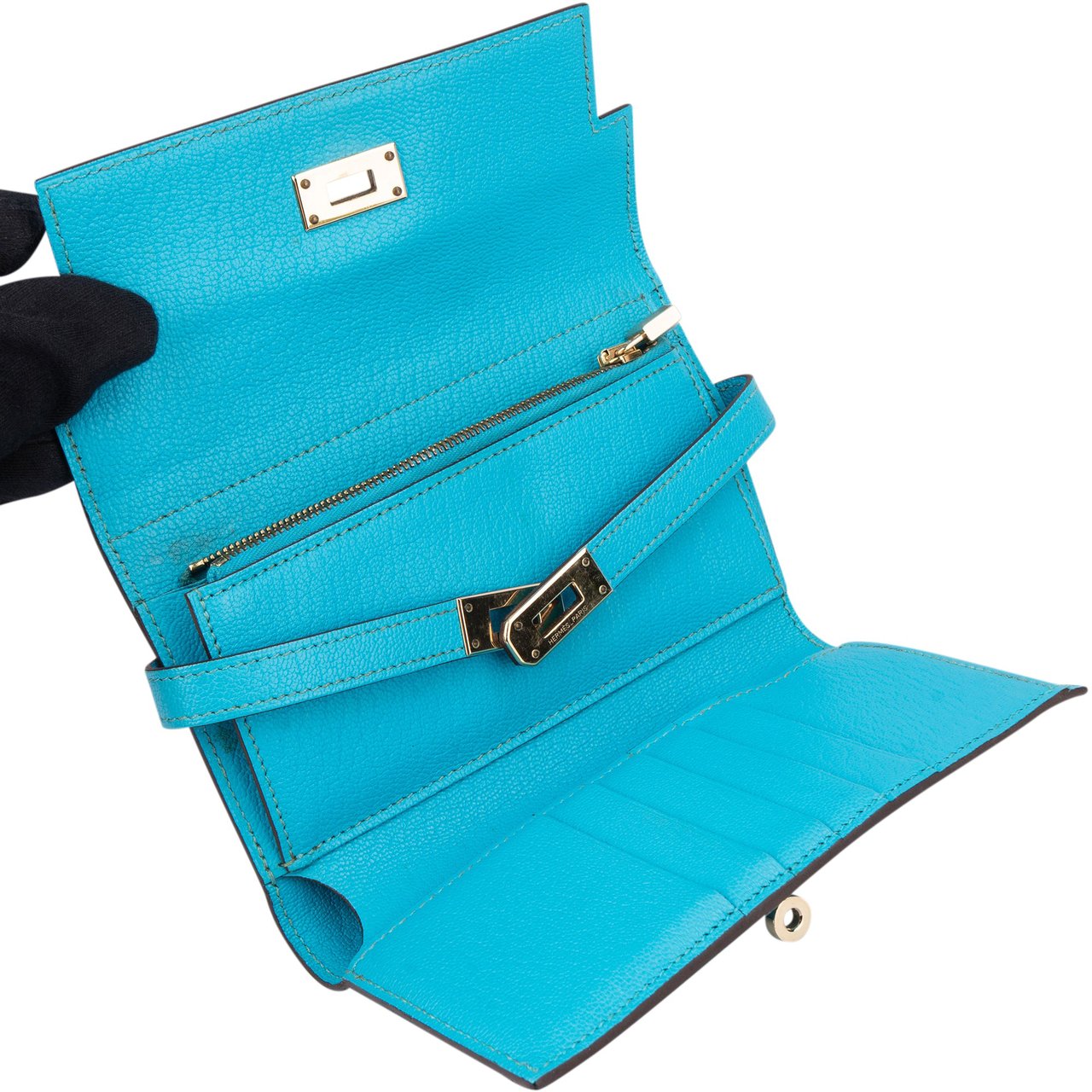 Hermès Hermès Mysore Leather Kelly Compact Wallet Divers