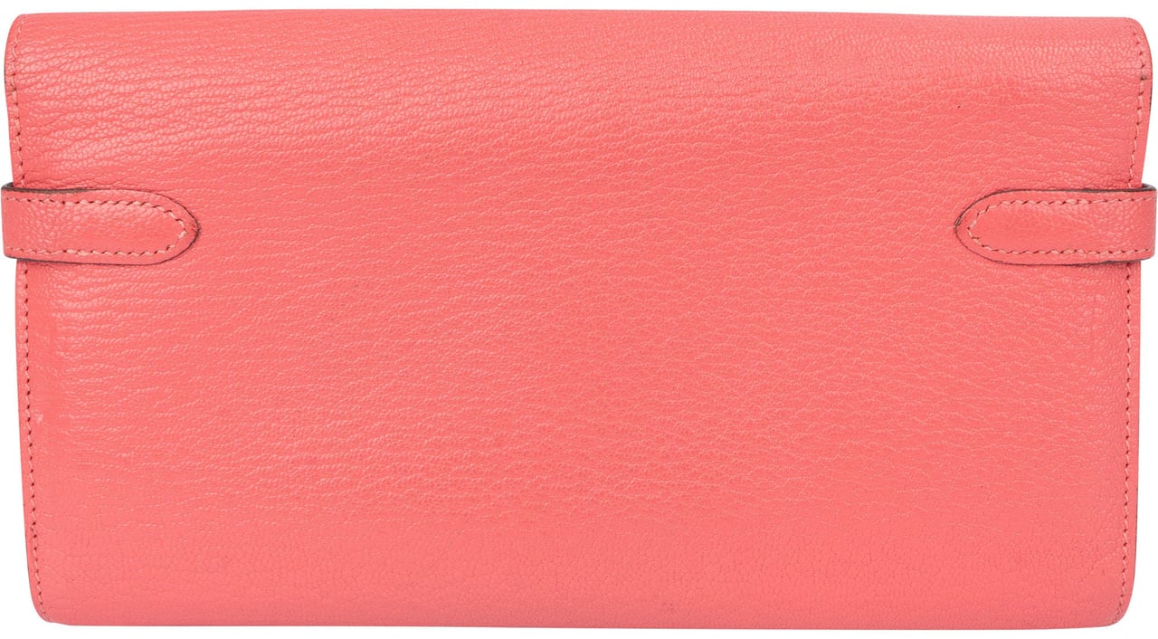 Hermès Hermès Pink Chevre Leather Kelly Wallet Rood