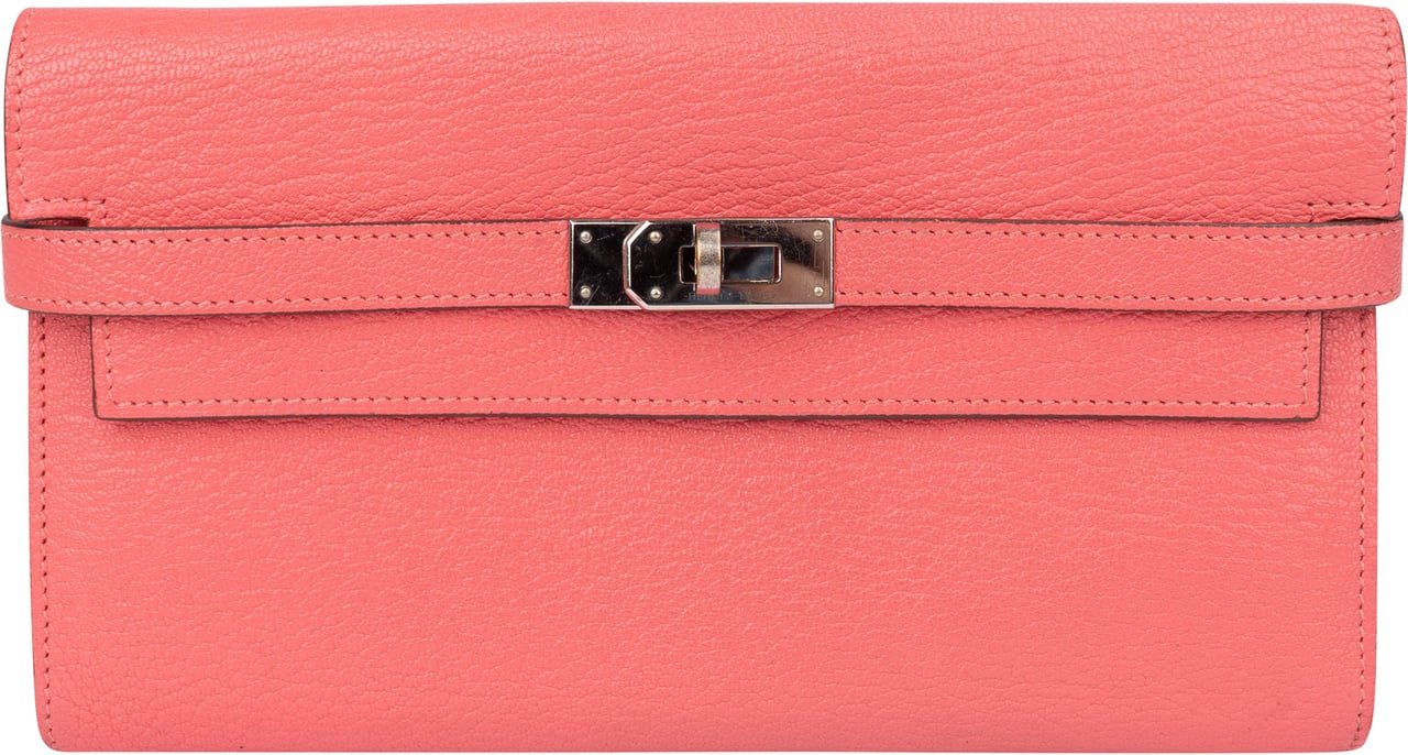 Hermès Hermès Pink Chevre Leather Kelly Wallet Roze