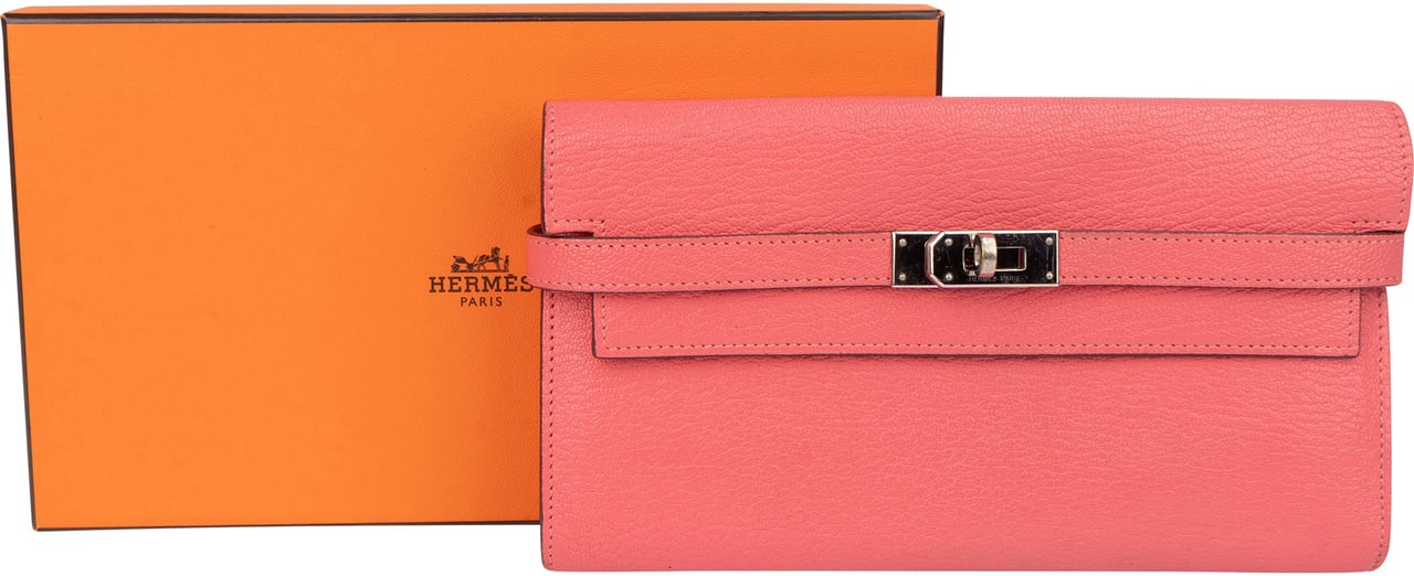 Hermès Hermès Pink Chevre Leather Kelly Wallet Roze