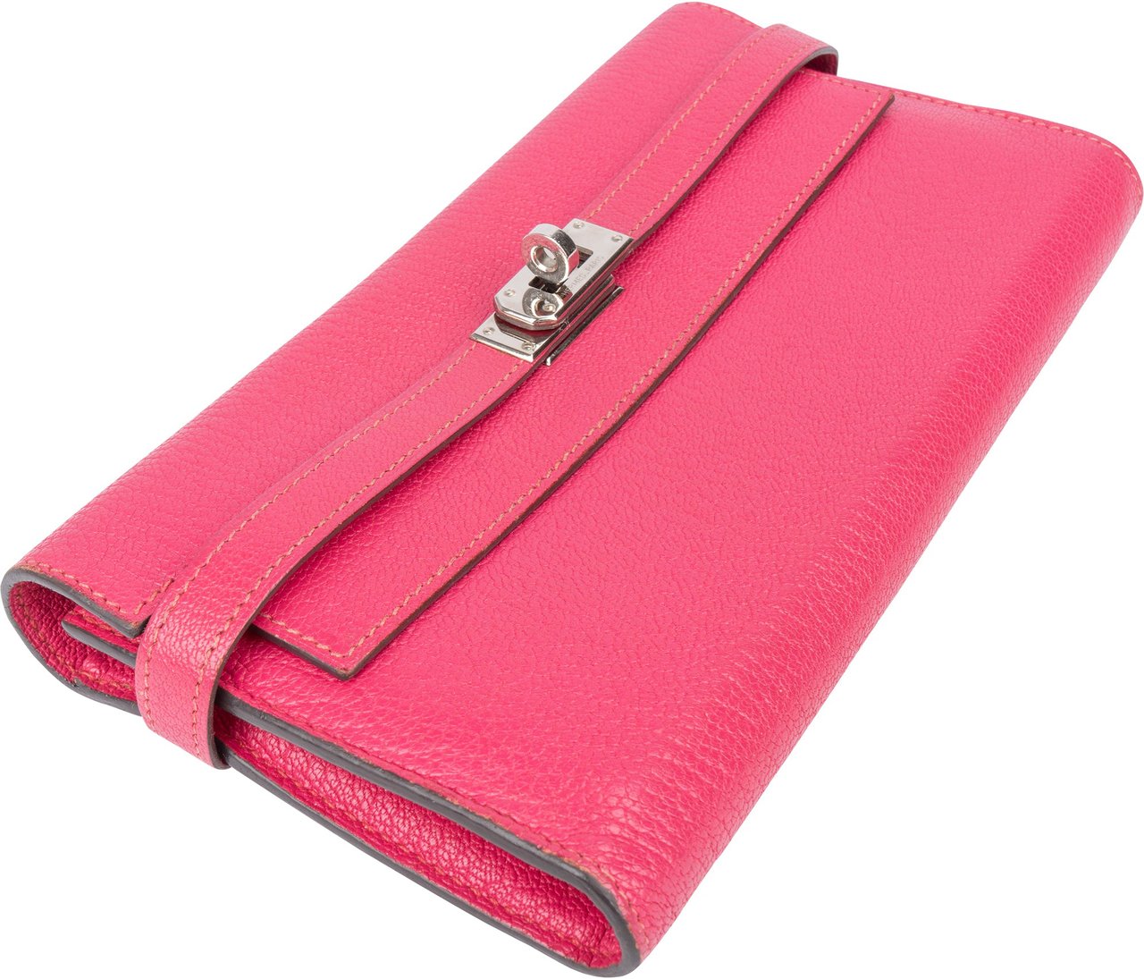 Hermès Rose Pourpre Chevre Leather Kelly Wallet Roze