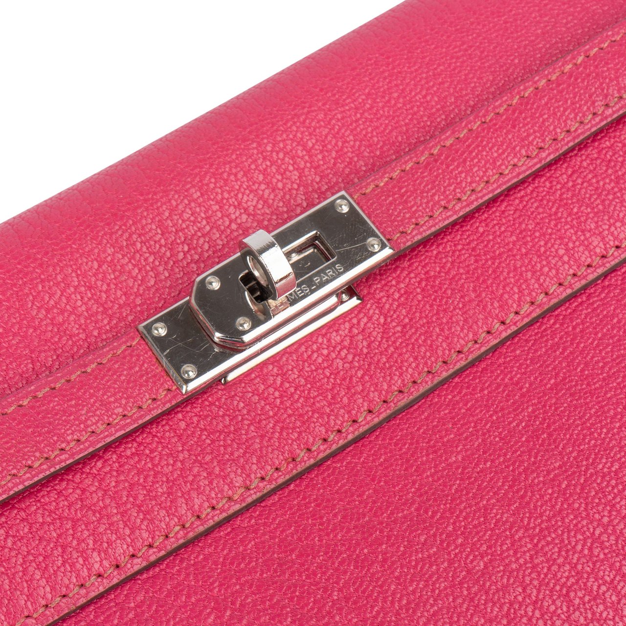 Hermès Rose Pourpre Chevre Leather Kelly Wallet Roze