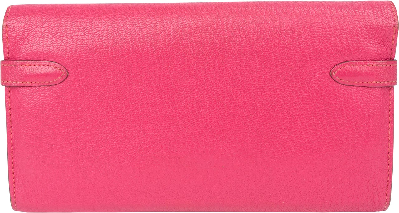 Hermès Rose Pourpre Chevre Leather Kelly Wallet Roze