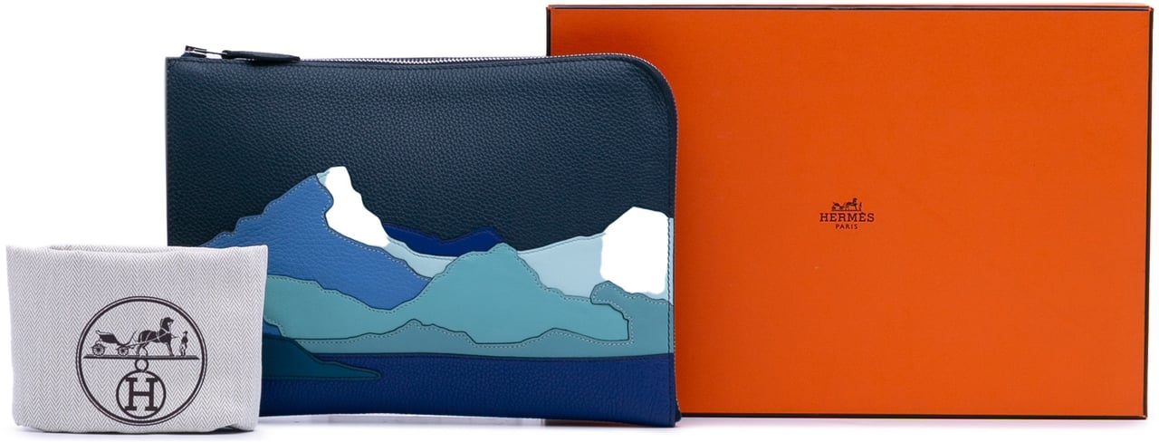 Hermès Togo Swift Endless Road Clutch Blauw