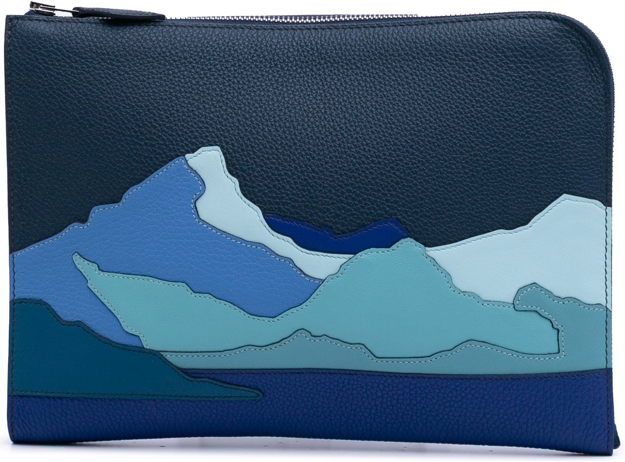 Hermès Togo Swift Endless Road Clutch Blauw