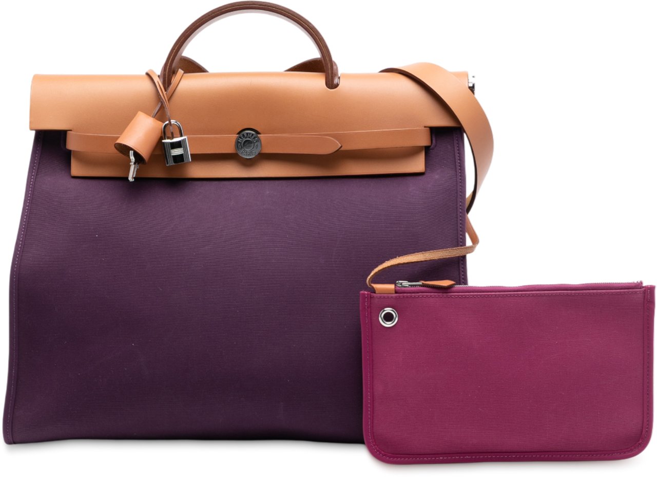 Hermès Toile Verso Herbag Zip 39 Paars