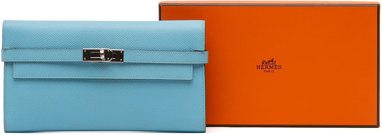 Hermès Epsom Kelly Longue Wallet Blauw