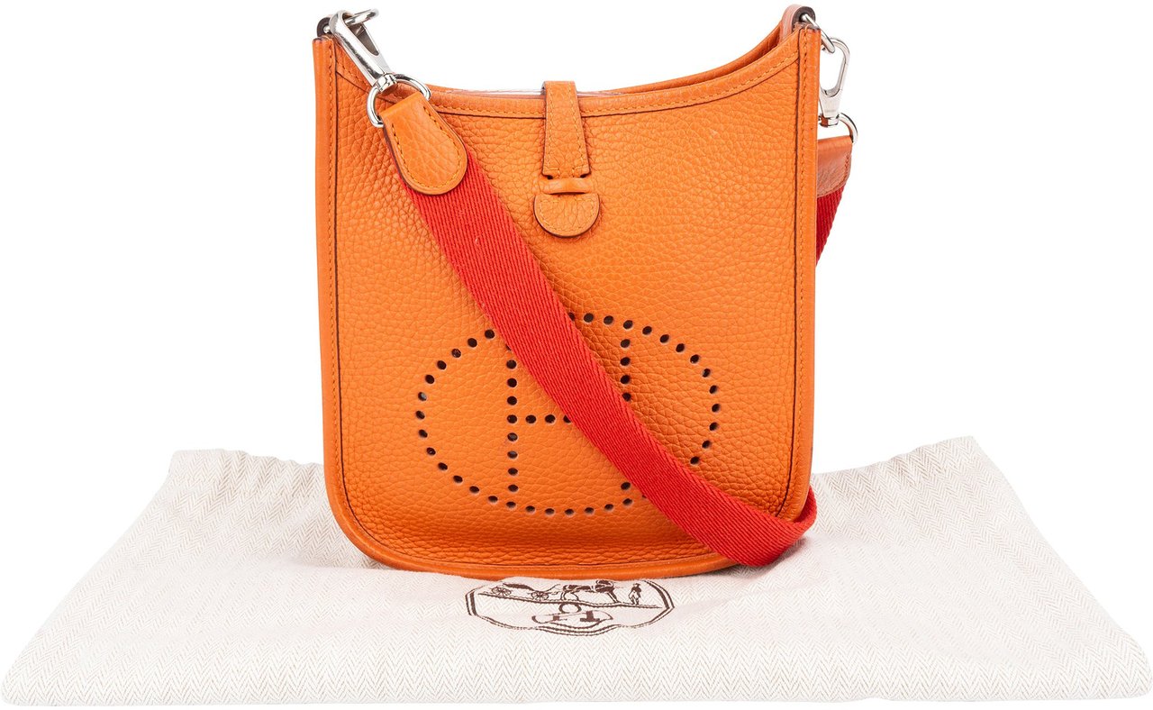 Hermès Orange Clemence Leather Evelyne 16 Crossbody Bag Oranje