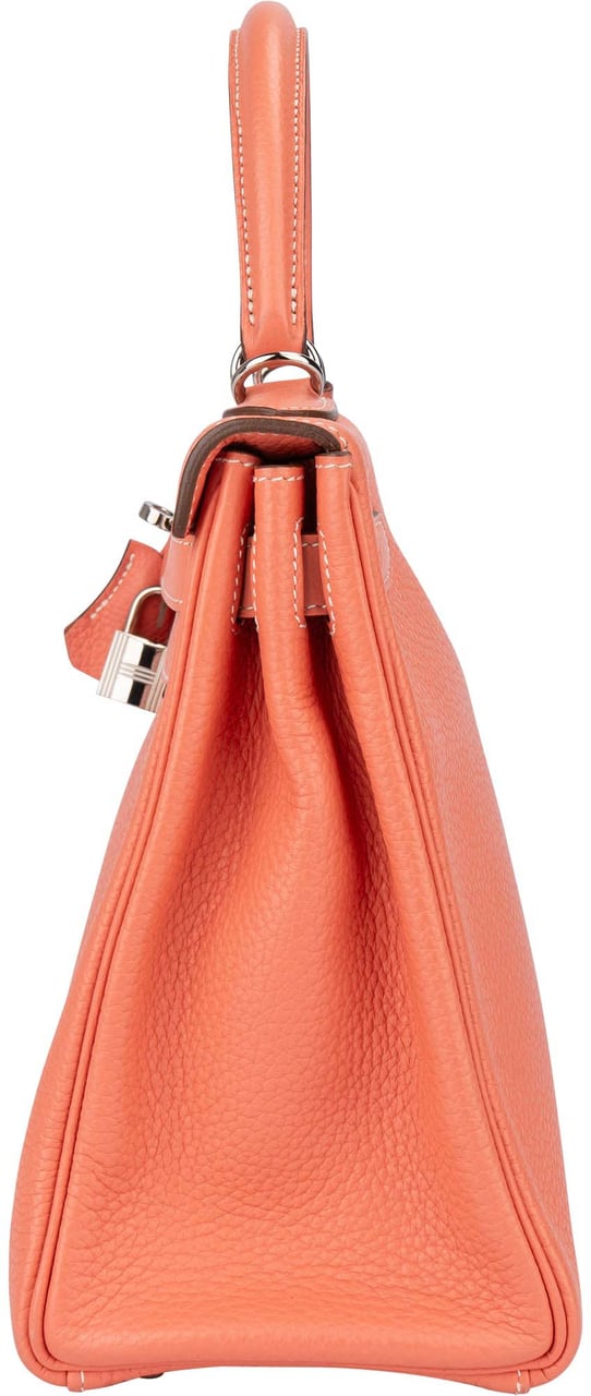 Hermès Taurillon Clemence Crevette Kelly 28 Retourne Handbag Roze